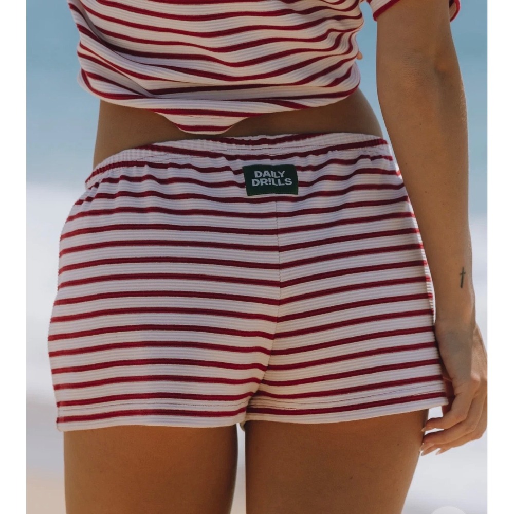 Daily Drills Ribbed Micro Shorts Vtg Red Cupid Cream Size XS/S NIB